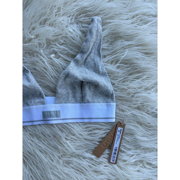 Skims Cotton Rib Plunge Bralette Light Heather Grey Size Small - Picture 4 of 7